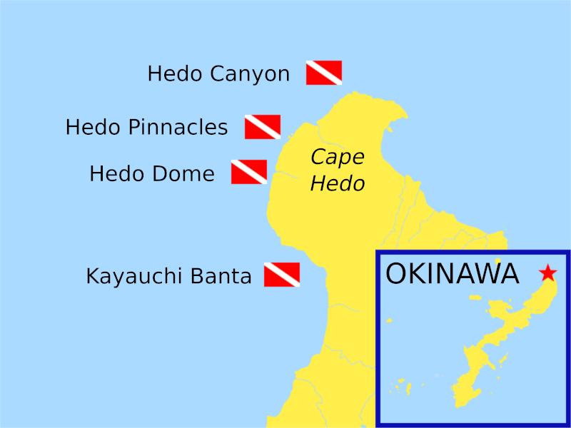 dive sites map cape hedo okinawa