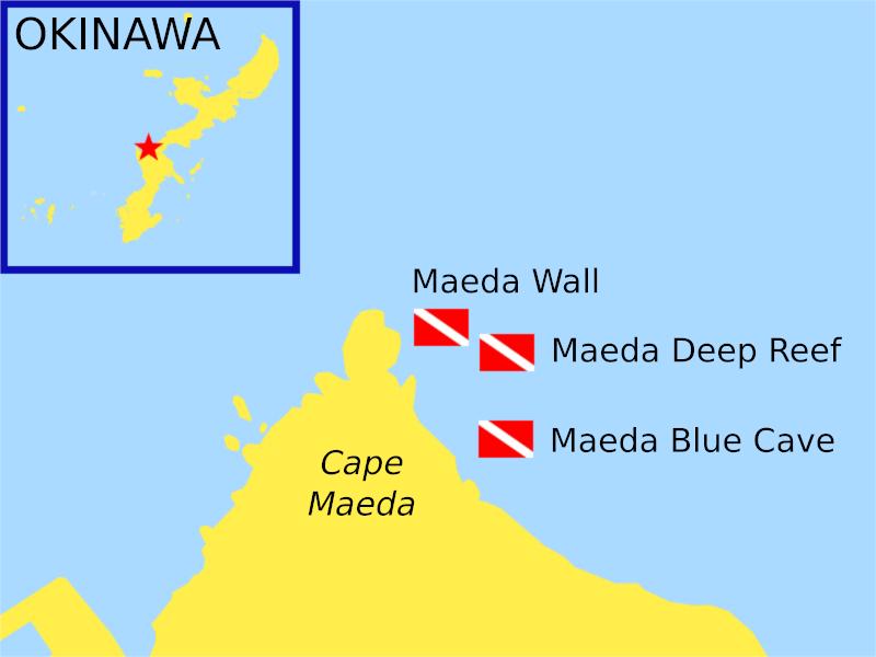 dive sites map cape maeda blue cave okinawa