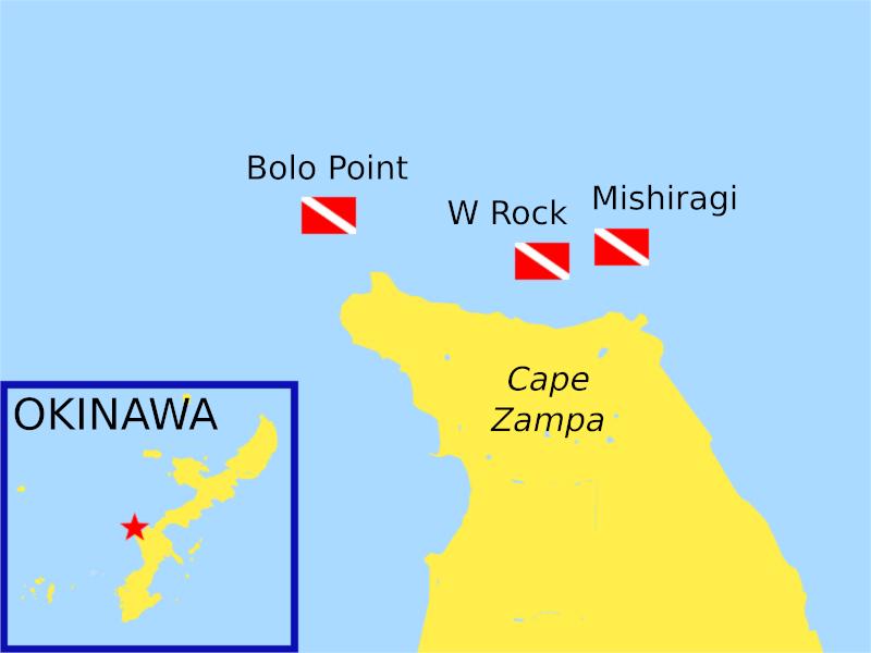 dive sites map cape zampa okinawa