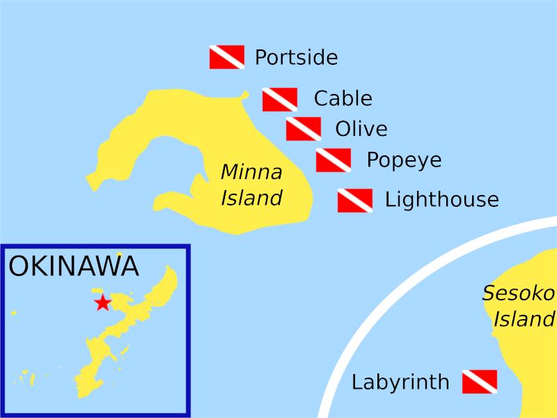 dive sites map minna island okinawa