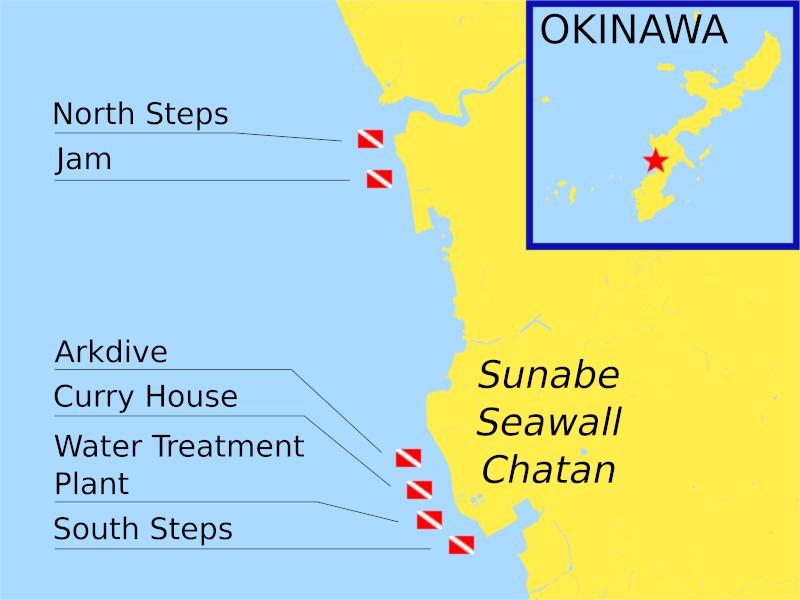 dive sites map sunabe seawall chatan okinawa